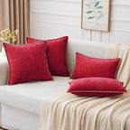 MIULEE Pack of 2 Christmas Pillow Covers 16x16 Inch Red Farmhouse Decorative Throw Pillow Covers with Stitched Edge Soft Chenille Solid Dyed Couch Pillow Covers for Sofa Bed Living Room