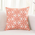 HWY 50 Coral Pink Decorative Throw Pillow Covers 18x18 Inch (1 Piece), Embroidered Cotton Farmhouse Cushion Cover Pillow Case for Sofa Couch Living Room Bed, Fashion Geometric