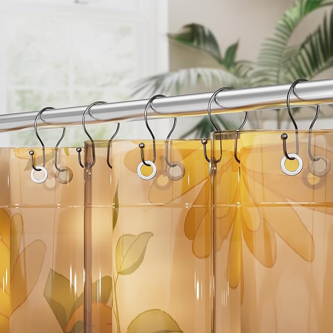 AmazerBath Bronze Shower Curtain Hooks Shower Curtain Rings, Simple Double Hook Shower Curtain Hooks Rust Proof, Metal Smooth Glide Shower Hooks for Shower Curtain Rod, 12 Pcs Shower Rod Hooks