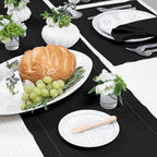 Solino Home Linen Black Table Runner 120 Inches Long - 100% Pure Linen 14 x 120 Inch Table Runner for Fall, Autumn, Halloween, Thanksgiving, Holiday - Classic Hemstitch