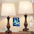 Upgraded Touch Lamps for Night Stands Set of 2 - Bedside Lamps with USB C+A, 3 Way Dimmable for Bedroom Living Room End Tables Office (White&Brown)