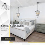 3 Tiers Black Crystal Pendant Light, Mini Smoke Gray K9 Crystal Chandelier Modern Pendant Light Fixture for Kitchen Island Dining Room Hallway Bedroom Closet
