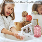 Glass Soap Dispenser with Pump, Hand Soap Dispenser for Hand Wash, Lotion Dispenser for Dishwashing Liquid, Lotion Shower Gel (Pink)