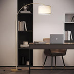 SUNMORY Arc Floor Lamp with 3 Color Temperature, Modern Floor Lamp with 9w A19 LED Bulb, 75″ Height Tall Lamp for Living Room with Hanging Drum Shade & Weighted Base. Arched Standing Lamp for Bedroom