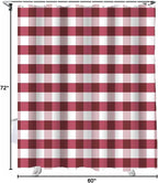 Christmas Shower Curtain, Rustic Burgundy White Buffalo Check Plaid Pattern Shower Curtains Set with Hooks, Farmhouse Waterproof Fabric Bathroom Curtains Decor Home Accessories, 60 X 72 Inch Long