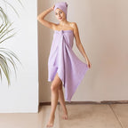 Ultra Soft Muslin Towel Adult Set, 100% Turkish Cotton 4-Layer 2 Pieces Luxury Muslin Hand & Bath Towels Sets for Bathroom (Lilac, 1 Bath & 1 Hand Towel Set)