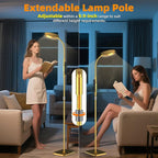Floor Lamp, Adjustable Height Floor Lamps for Living Room Bedroom, 120 LED Super Bright Standing Lamp Remote & Touch Control Dimmable Gooseneck Tall Stand Reading Lamp for Office Craft, Gold