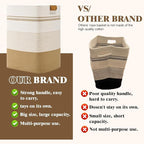 Laundry Hamper, 85L Tall Laundry Basket with Leather Handles, Rectangle Large Clothes Hamper for Organizing, Cotton Woven Laundry Baskets Storage Hampers for Bedroom, Nursery, Living Room