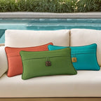 Outdoor Decorative Pillows with Coconut Button Pack of 4, 20" x 12" Outdoor Pillow Set for Couch Bed Throw Patio Sofa, Grass Green