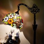Tiffany Floor Lamp 12 Inch Stained Glass Lamp Purple Retro Handcrafted Adjustable Reading Lamp Suitable For Bedside Bedroom Living Room Office Tiffany Style Antique Home Decoration Art (Grape Flower)