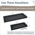 Countertop and Vanity Tray - 2 PC (11” and 7”) Shatterproof Silicone Kitchen and Bathroom Trays for Counter, Kitchen Soap Dispenser Tray, Vanity Trays for Bathroom, Perfume Key Tray