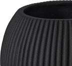 16 Inch Handmade Concrete Outdoor Planter - Classic Striped Design | Fiberglass & Composite Material | Durable for Commercial & Home Decor