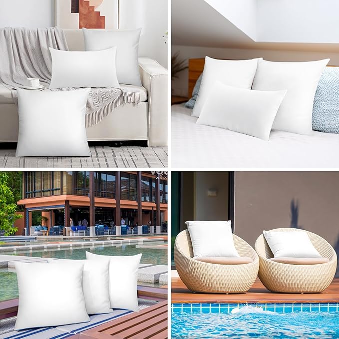 Pack of 2 12x20 Outdoor Pillow Inserts, Water Resistant Throw Pillow Inserts, Outdoor Lumbar Pillow for Patio, Furniture, Sofa, Bed, Living Room, Garden Decorative Waterproof Pillow Inserts