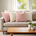 Mecatny Corduroy Decorative Throw Pillow Covers 20x20 Set of 2 for Sofa Living Room, Soft Neutral Boho Couch Pillow Covers for Home Decor, Cream White