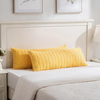 Fancy Homi 1 Pack Yellow Spring Long Lumbar Body Decorative Throw Pillow Covers 20x54 Inch for Bed Couch Bedroom Bench, Soft Corduroy Rectangle Solid Pillow Case 50x137 cm, Rustic Farmhouse Boho Decor