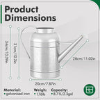 Galvanized Iron Watering Can for Indoor Plants, Bowl Watering Cans for House Plant Garden Flower, Long Spout Water Can for Outdoor Watering Plants 8.71L 2.3 Gallon