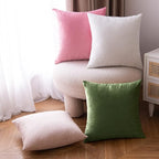 EMEMA Pack of 2 Velvet Throw Pillow Covers Decorative Square Pillowcase Soft Solid Cushion Case for Sofa Bedroom Chair Car 18x18 Inch Moss Green