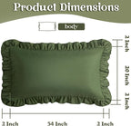 KKJIAF Ruffle Body Pillow Cases Set of 1, Ruffled Pillow Covers with Envelope Closure, Body Pillowcases Size of 20" x 54", Ruffled Long Pillow Shams, Olive Green
