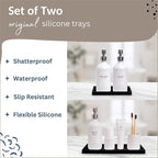 Countertop and Vanity Tray - 2 PC (11” and 7”) Shatterproof Silicone Kitchen and Bathroom Trays for Counter, Kitchen Soap Dispenser Tray, Vanity Trays for Bathroom, Perfume Key Tray