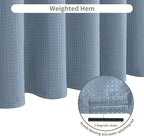 Inhousolu Fabric Shower Curtain Waffle Weave, Fog Blue 230 GSM Heavy Duty, Weighted Hem, 14 Metal Hooks, Water Repellent, Machine Washable, Hotel Spa Luxury Bath Curtain Set, 72 x 72 Inch