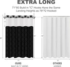 No Hook Shower Curtain Set with Snap in Liner, Black Jacquard Tufted Geometric Bath Curtain, Boho Luxury Hotel Bathroom Decor, Waterproof Washable, 71 x 80 Inch