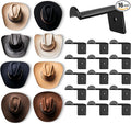 2.8 Inch Hat Hooks for Wall - (16 Pack) Cowboy Hat Rack, Strong Adhesive Cap Holder, Organizer for Baseball Caps, Western Room Decor - Black
