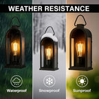 Vintage Outdoor Wall Light Fixture (1 Pcs) - Matte Black Porch Lantern/Exterior Wall Sconce, Glass Shade, Sturdy Metal Frame, Waterproof & Anti-Rust, Fit for Entryway/Garage/Patio/Doorway, E26 Socket