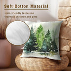 Christmas Throw Pillow Covers 22x22 Set of 2, Green Xmas Tree Woods Winter Holiday Decorative Pillow Cases Cotton Cushion Cover for Couch Sofa Farmhouse Home Decor