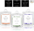 3 Pack Qtip Holder Dispenser, 16oz Bathroom Organizer and Storage Canisters, Glass Apothecary Jars with Lid - Home Decor, Room Decor Aesthetic(Transparent)