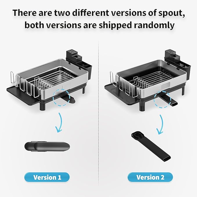 Dish Drying Rack, 304 Stainless Steel Dish Racks for Kitchen Counter, Dish Drainers with Automatic Drainage, Utensil Holder & Cups Holder, Space Saving Kitchen Organizer, White