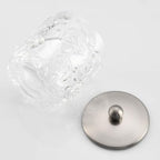 Home Glass Cotton Jar Holder Nickel Lid, Elegant Bathroom Storage Canister for Qtips, Cotton Balls, Floss, Makeup Organizer, Vanity Bathroom Organization (UPDATED NICKEL)