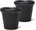 Step2 Claremont Tall Round Planter, Large Planters for Outdoor Plants, Gardening and Flower Pot for Patio or Porch, Efficient Drainage, Durable Plastic, Onyx Black, 2-Pack