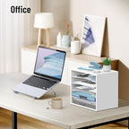 5-Tier Wood Desk Organizer, Paper Tray Organizer for Desk with Adjustable Storage Shelves, Desktop Paper Sorter Mail Holder for Office Home Classroom, White
