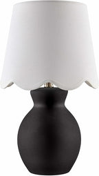 BoutiqueRugs Liliac Boho Ceramic Bedside Table Lamp for Bedroom Nightstand - End Side Lighting for Living Room - Shade Cotton - White, Black - 15" H