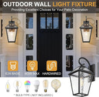 Outdoor Lights Fixtures Wall Mount, Outdoor Wall Lantern with Water Ripple Glass, Waterproof Outside Exterior Wall Sconce Lights Fixture for House, Front Porch, Patio, Medium, Matte Black