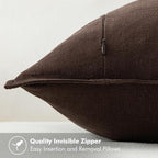 MIULEE Decorative Linen Euro Sham Pillow Covers 22x22 Inch Dark Brown Boho Farmhouse Neutral Winter Couch Throw Pillows for Bed Pack of 2 Accent Modern Pillowcase Sofa Livingroom Home Decor