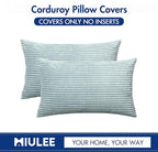 MIULEE Pack of 2 Corduroy Pillow Covers 12 x 20 Inch Lumbar Throw Pillow Covers Mint Pillowcases for Sofa Bedroom Couch