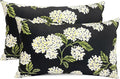 Decorative Throw Pillow Covers Set of 2 Black Hydrangea Pillow Covers 12x20 inch Super Soft Short Plush Square Floral Throw Pillows,Farmhouse Outdoor Pillow Covers for Couch Living Room