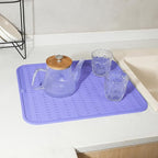 Silicone Dish Drying Mat for Multiple Usage,Easy clean,Eco-friendly,Heat-resistant Silicone Mat for Kitchen Counter or Sink,Refrigerator or Drawer Liner Light Purple 2XL 24 inches x 18 inches