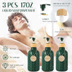 Bathroom Set 17PCS Bathroom Accessories with Trash Can 3PCS Lotion Soap Dispenser,Bathroom Accessories Set Green Bathroom Sets for Bathroom Decor