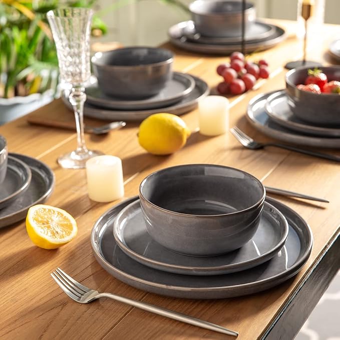 AmorArc Dinner Plates Set of 6, 10.5 Inch Reactive Glaze Ceramic Plates Set, Microwave, Dishwasher Safe, Scratch Resistant, Modern Large Dinnerware Dishes Set Kitchen Stoneware Plates