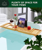 ROYAL CRAFT WOOD Bathtub Tray Caddy for Tub, Bamboo Bath Shelf, Premium Foldable Wood Bath Table, Expandable Bathtub & Bathroom Accessories, New Home Gifts for Mom, Housewarming, Anniversary, Wedding