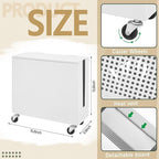Extra Large Cable Management Box with Caster Wheels Adjustable Cord Hider Box for Power Strip Metal Router Hider Organizer Surge Protector Storage Organizer for Office, Home(White)