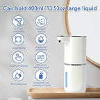 Foaming Soap Dispenser, Automatic Soap Dispenser, 13.5oz/400ml Automatic Soap Dispenser Touchless, USB Rechargeable 4 Level Adjustable Electric, for Bathroom, Kitchen,Hotel