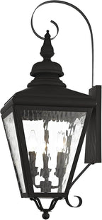 Livex 2033-04 Transitional Three Light Outdoor Wall Lantern from Cambridge Collection in Black Finish