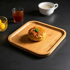 JOIKIT 3 Pack 10 Inch Bamboo Platter, Fine Polished Sqaure Wood Plates Bamboo Serving Tray for Holding Fruit, Bread, Cheese, Nut, Coffee, Tea, Plant Saucer