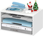 Wood Desk Organizer, 3 Tier Paper Tray Organizer for Desk with Adjustable Storage Shelves, Desktop Paper Sorter Mail Holder for Office Home Classroom, White