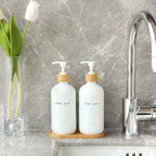 Kitchen Soap Dispenser Set, Hand and Dish Soap Dispenser for Kitchen Sink (White)
