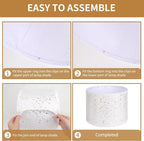 White Lamp Shades Set of 2, Drum Lampshades 13" Top x 13" Bottom x 10" High (Spider), Modern Linen Lamp Shades for Table Floor Lamp, Lampshades Replacement with 8in Lamp Harps