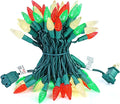 BOHON Red White and Green Christmas Lights, Faceted C6 17ft 50 LED String Lights Plug in, Extendable Green Wire Mini String Lights for Outdoor Indoor Xmas Tree Decoration Waterproof UL Certified